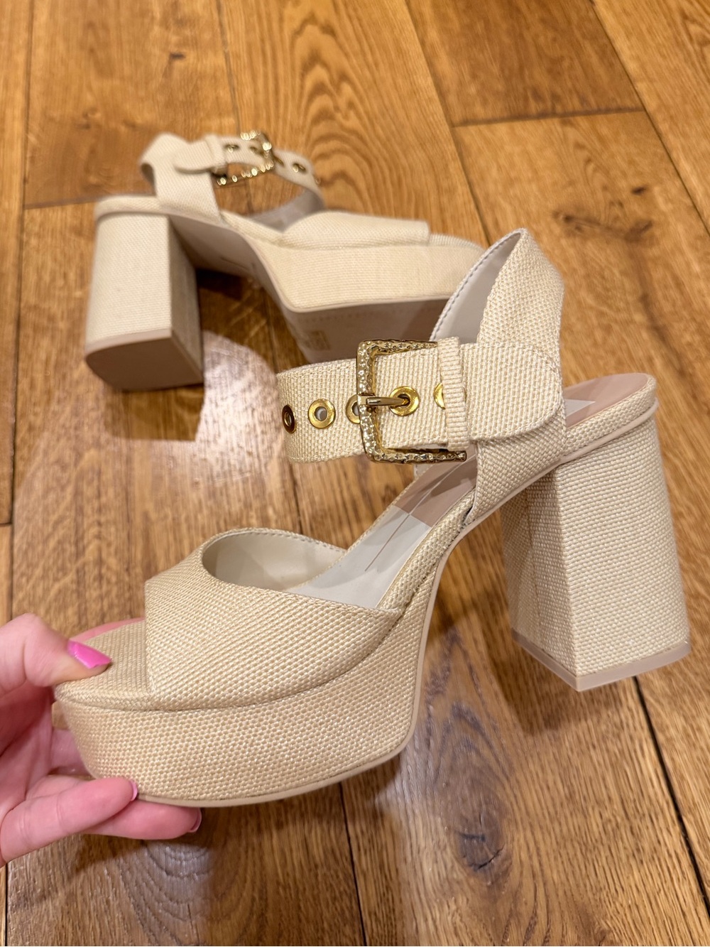 Dolce Vita Bobby Natural Woven Platform Block Heel Sandals